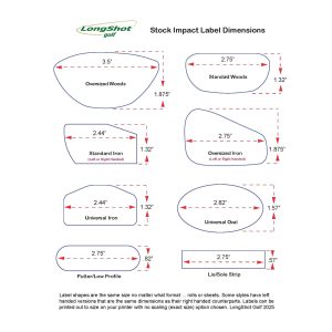 LongShot Golf® Impact Labels Dimensions Sheet
